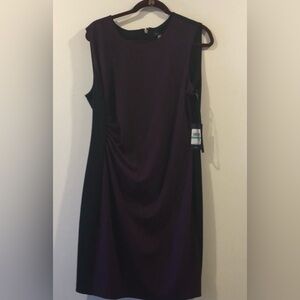 Tommy Hilfiger Plum & Black Dress Featuring Ruching Sz 16 NWOT